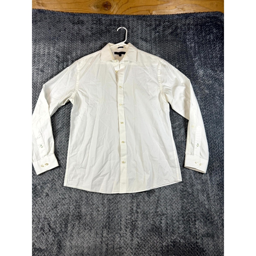 Tommy Hilfiger Dress Shirt Mens 15.5 Beige Slim Fit Pleated Office Wear Business